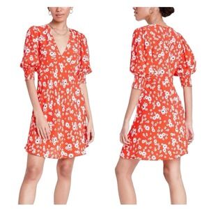 RIXO x Target Red Daisy Floral Swing Short Mini Dress V Neck 8